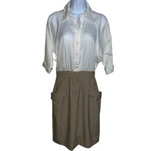 Black Halo (Size 6) Pencil Skirt Dolman Sleeve Dress (Vintage) Pockets Neutral